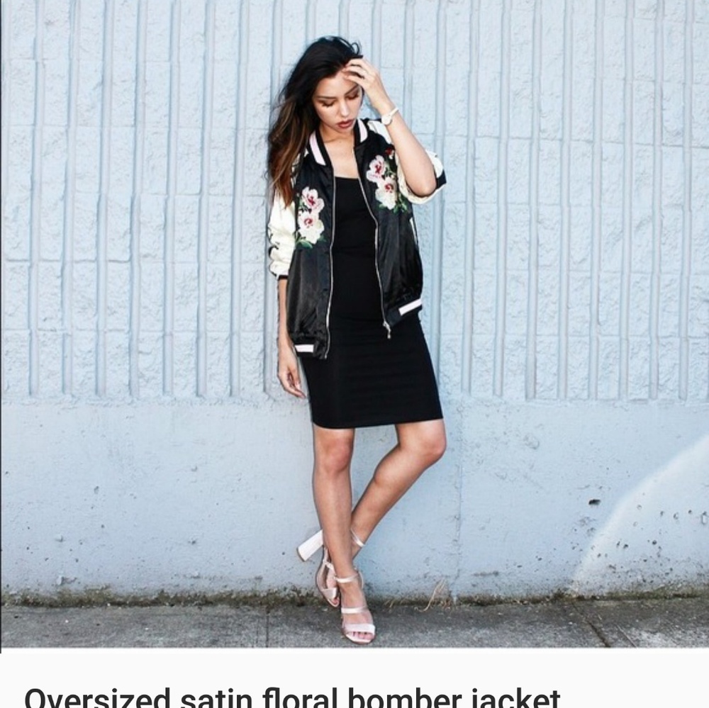 flower satin bomber jacket